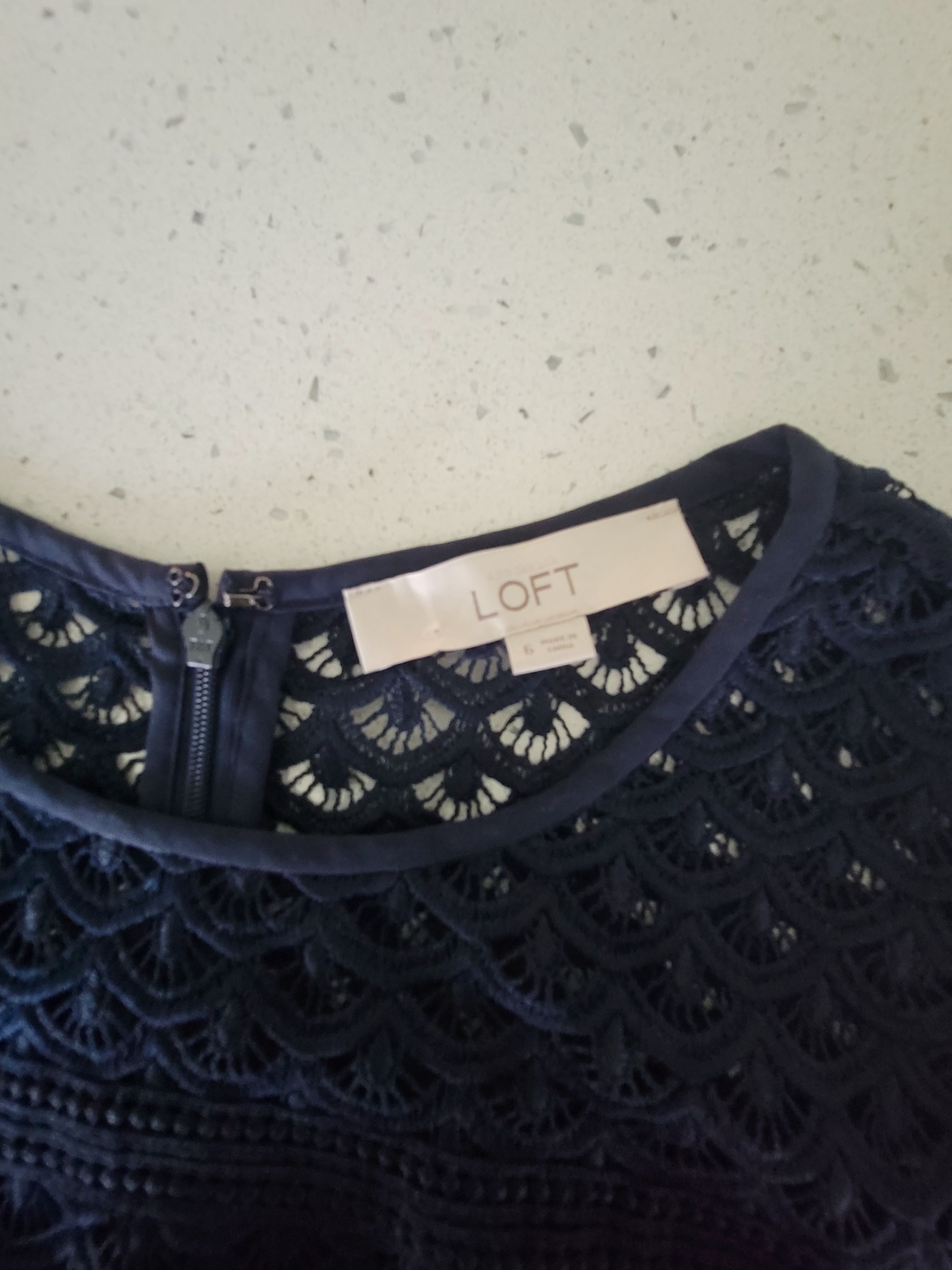 Loft Navy Lace Overlay Dress